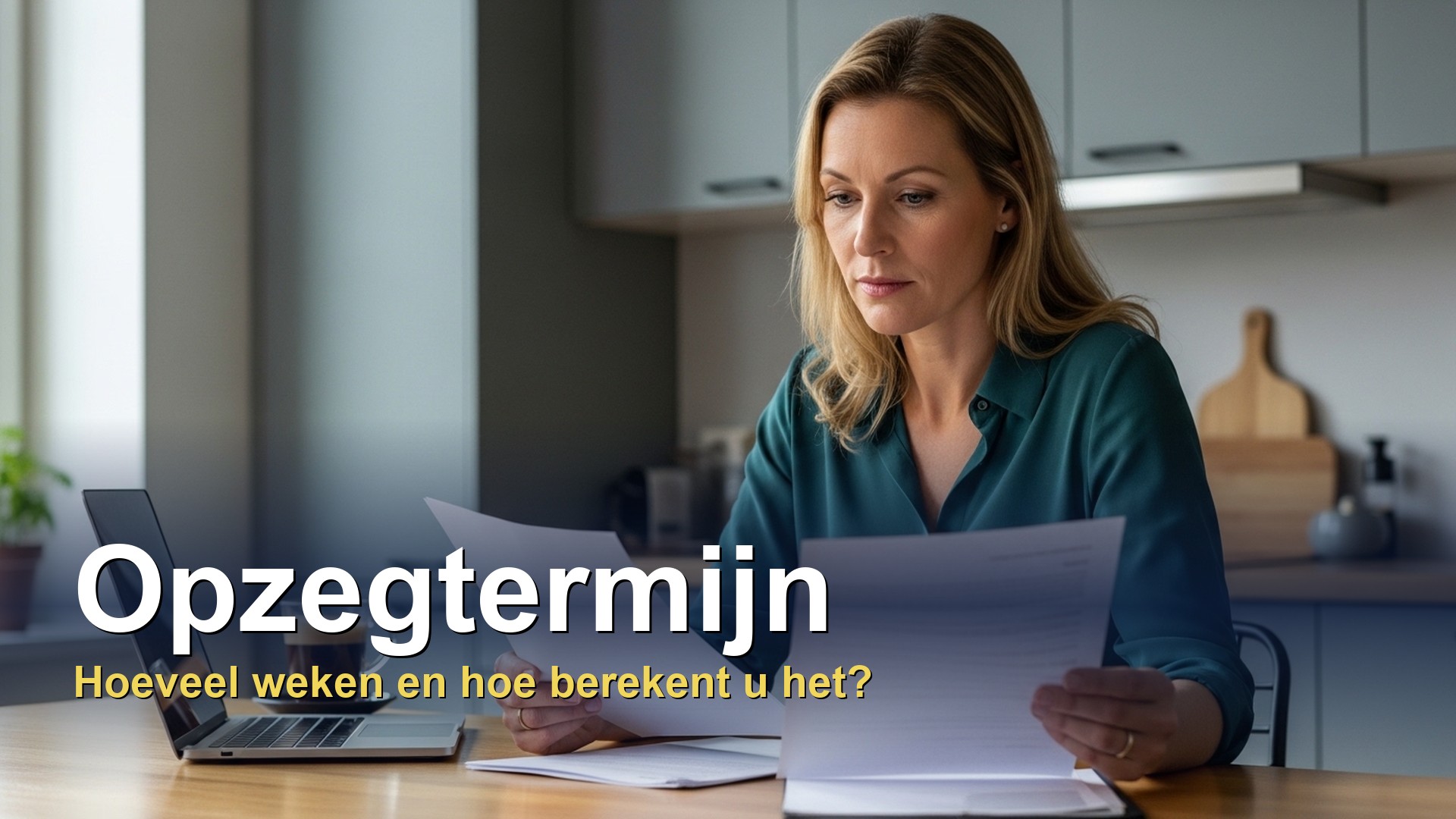 Vrouw leest een ontslagbrief aan de keukentafel