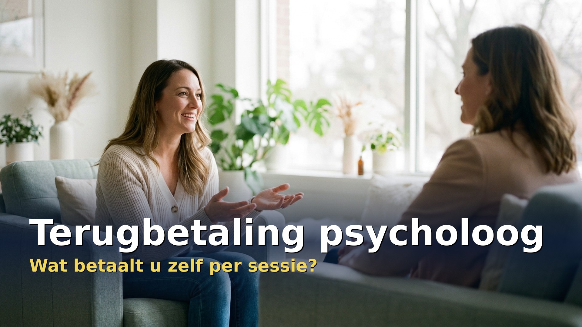 Terugbetaling psycholoog: vrouw in gesprek met een psychologe in een lichte praktijkruimte