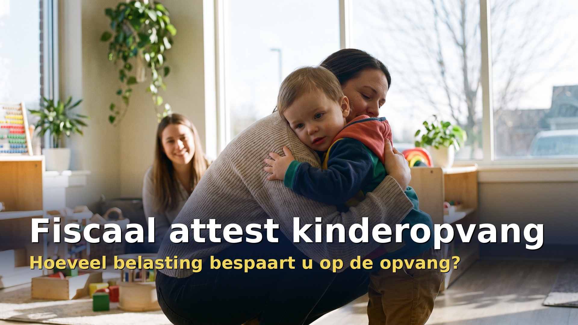 Fiscaal attest kinderopvang: moeder brengt haar peuter naar de kinderopvang
