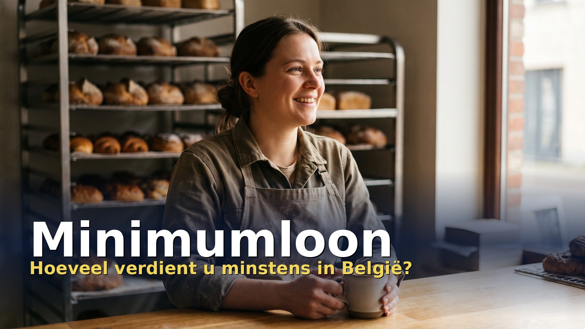 Minimumloon in België: werkneemster in een bakkerij tijdens een korte pauze