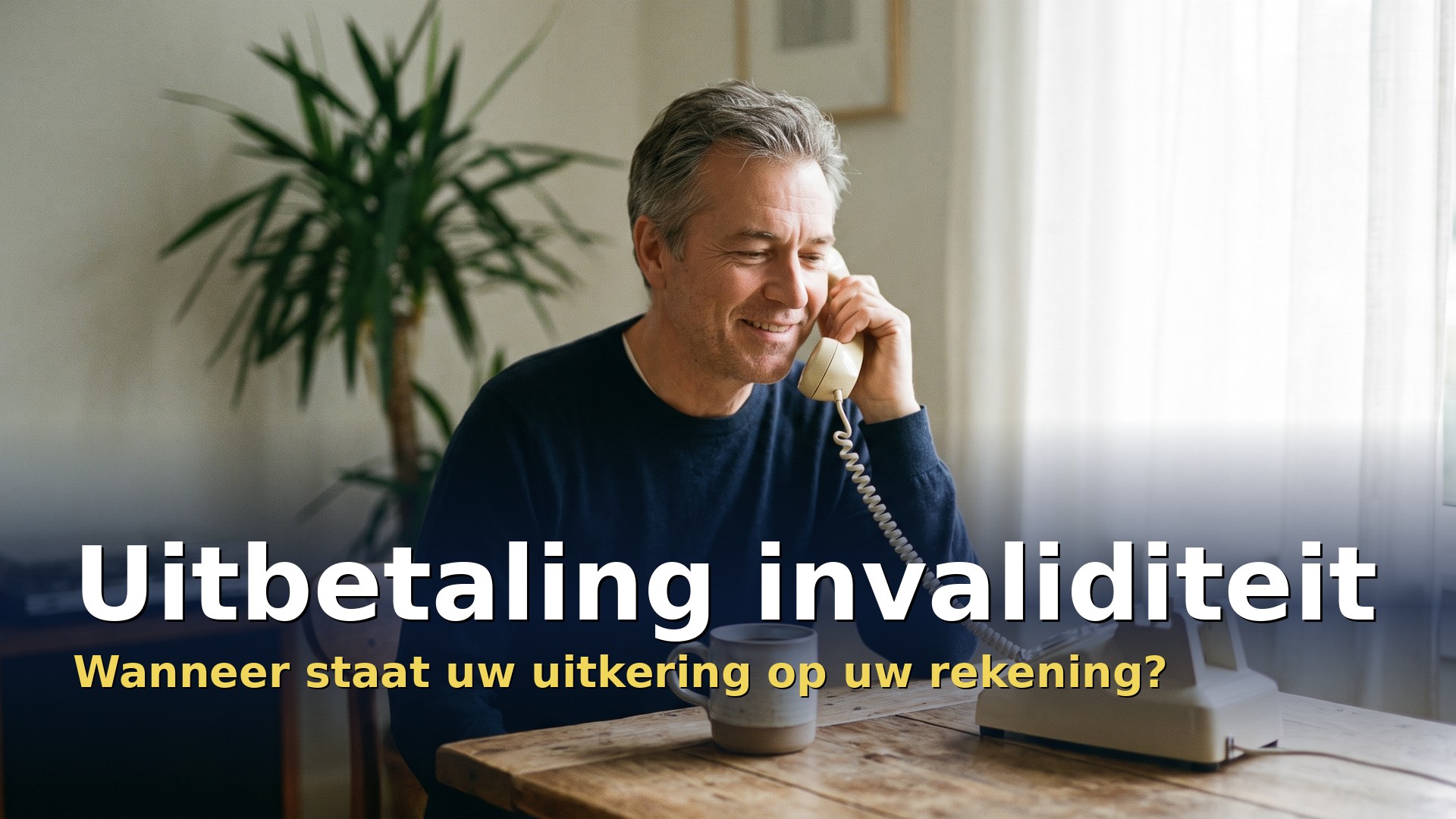 Uitbetaling invaliditeit: man belt opgelucht met zijn ziekenfonds over de betaaldatum van zijn uitkering