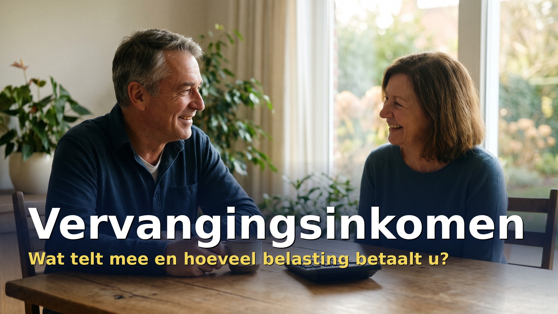 Vervangingsinkomen: koppel van rond de 60 bespreekt aan de keukentafel hoeveel belasting het betaalt op pensioen en uitkering